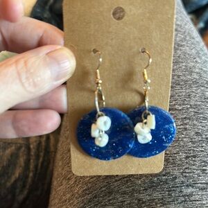 Blue and White Dangle Earrings